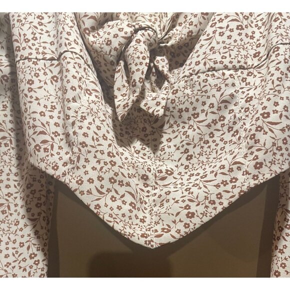 Floral Print Long Sleeve Crop Top, M, Front Tie, Back Zipper By Cotton Candy LA - Picture 3 of 6
